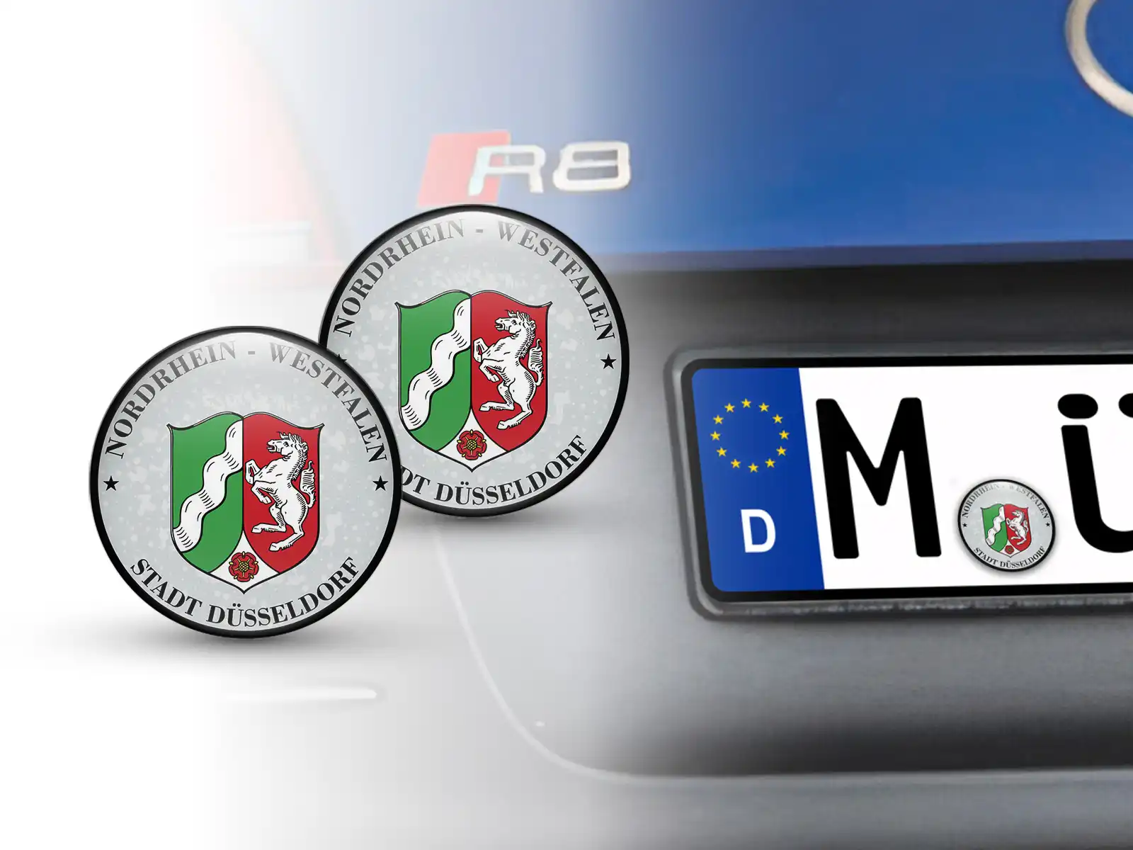 TUV Aufkleber Stadt Düsseldorf Nummernschild plakette